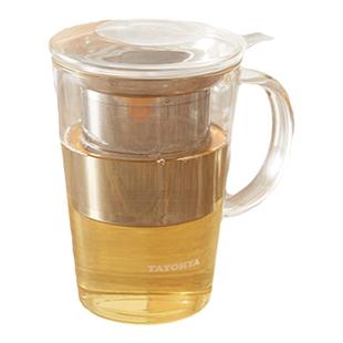 多样屋绿茶玻璃水杯带盖茶隔过滤泡茶杯子耐热花茶杯马克杯办公杯