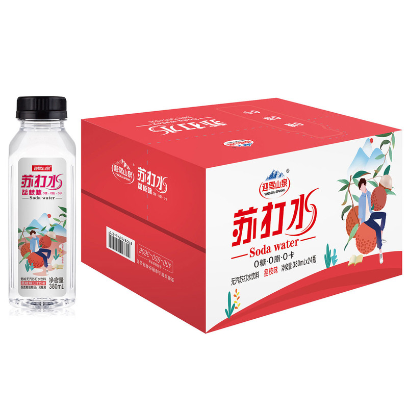 迎驾山泉无汽果味苏打水380ml*24瓶0糖0脂0卡饮用水