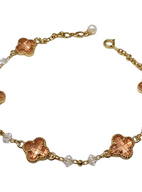 2026年幸运草手链 小巧轻奢时尚 香槟色女首饰饰品送女朋友礼物