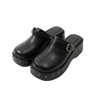 CHILIGIRL摇滚风铆钉包头拖鞋女厚底个性百搭外穿时髦穆勒半托鞋