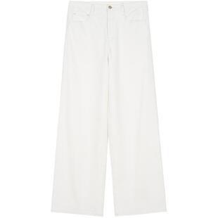 素然klee klee 25春季女士经典休闲环保棉白牛仔直筒裤