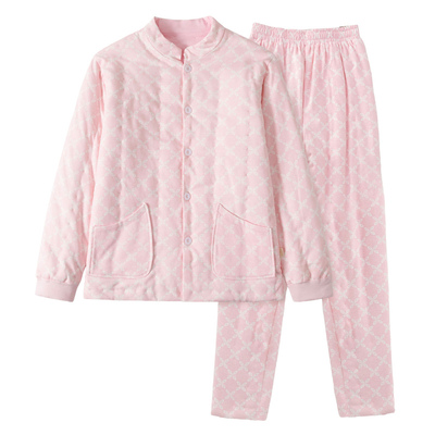 女士三两薄棉立领开衫棉服套装