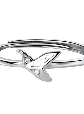 925银轻奢千纸鹤简约戒指送女友