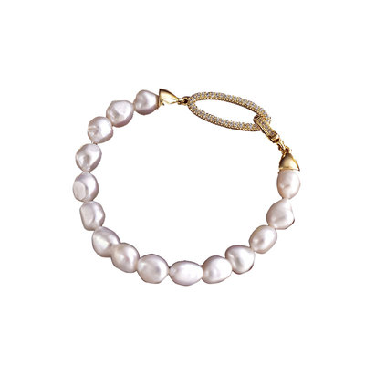 小立交天然淡水粉紫色珍珠项链