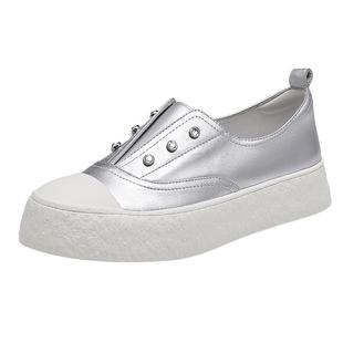 思加图新款百搭板鞋小白鞋厚底休闲鞋一脚蹬女鞋F1386CA4