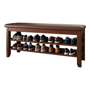 实木换鞋凳软包坐垫鞋架多功能鞋柜收纳家用入户进门可坐穿鞋凳子