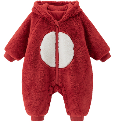 木生棉连帽连体衣冬季舒棉绒保暖