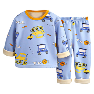 儿童加绒内衣套装秋冬新款加厚保暖秋衣秋裤中小男女打底家居套装