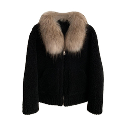 羊羔毛皮毛一体狐狸毛领毛毛外套