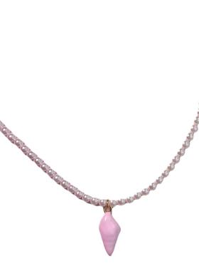 sweetbones珍珠粉色小海螺项链施家珍珠海洋风项链辣妹原创设计