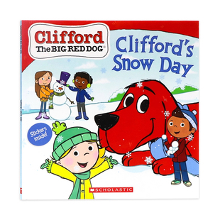 大红狗克里弗系列之克利福德的雪天 英文原版 Clifford The Big Red Dog Clifford's Snow Day  附贴纸 宝宝早教启蒙绘本图画书