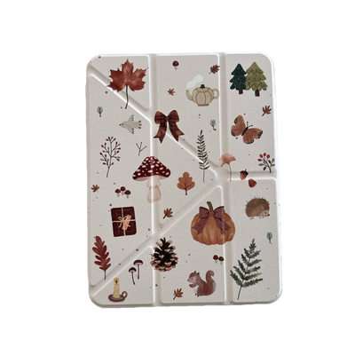 秋冬松鼠蘑菇插画适用ipadmini7保护套Pro带笔槽Air7/6全包4防摔5苹果ipda11代10代ari3亚克力8平板壳9.7英寸