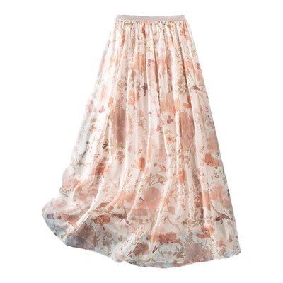 飘逸灵动！夏新款印花A字半身裙