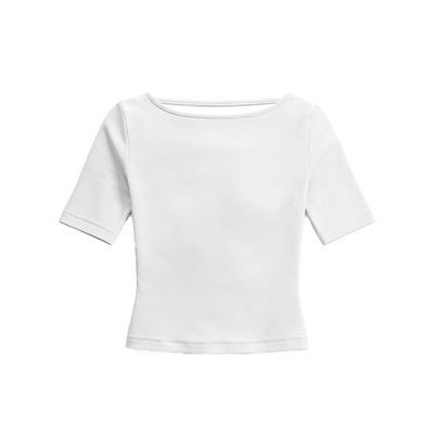 JCAESAR WOMEN 露背修身短袖t恤 柔软亲肤 一字船领设计 中袖上衣