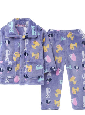 秋冬季珊瑚绒加厚款小孩子家居服