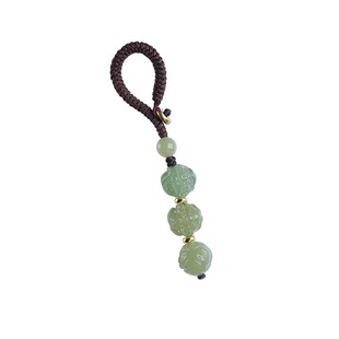 正品和田玉三合生肖钥匙扣好运挂件马鸡牛本命年包挂编织小众精致