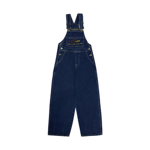 忠犬小八梨形自制牛仔背带裤女夏小个子复古宽松减龄阔腿直筒长裤