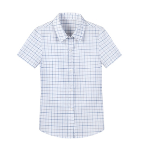 伊顿同款校服英伦童装夏男童纯棉短袖格子衬衫清爽翻领衬衣09C122