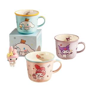 三丽鸥儿童喝水杯牛奶杯子带刻度陶瓷马克杯家用可爱早餐杯可加热