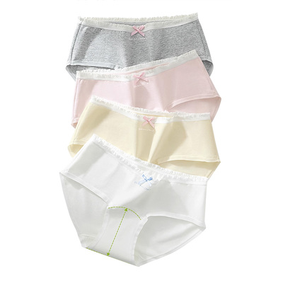 内裤女中腰无痕加长裆纯全棉抗菌裆女生猫舒适透气三角裤人SW02