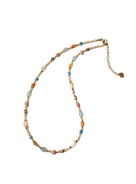 彩色串珠天然石吊坠项链2026新款