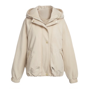 工装风短款外套女2025新款连帽拉链加绒保暖棉服高级感大码宽松潮