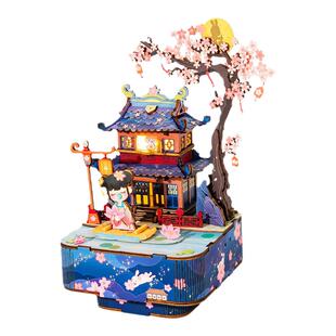 若客秘境大提琴音乐盒八音盒diy手工积木木质拼装情人节礼物女生