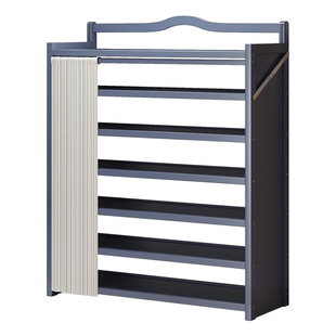 折叠鞋架多层家用门口防尘简易鞋柜出租屋用免安装一体式带遮挡帘