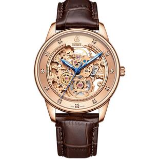 瑞士依波路手表男机械表皮带镂空镶钻男士商务手表大三针优雅腕表