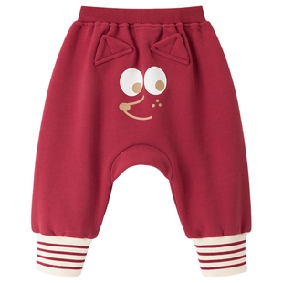 乖奇熊婴儿纯棉抓绒裤子宝宝休闲长裤春秋季哈伦裤大PP裤外出保暖
