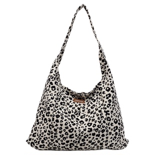 复古豹纹帆布包包女2025新款潮百搭休闲韩系少女单肩包通勤托特包