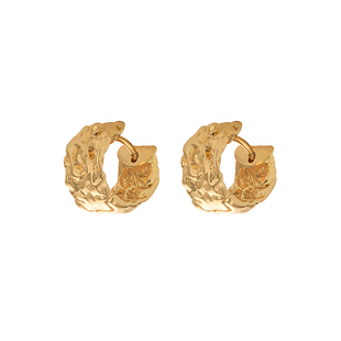 EVESENSE中古感复古褶皱锡纸纹理耳圈高级感金色时髦圆圈耳饰耳环