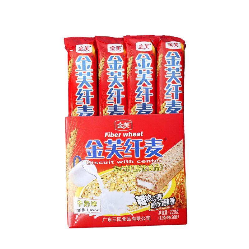金芙纤麦夹心饼巧克力棒条牛奶味饼干办公室休闲小吃网红怀旧零食