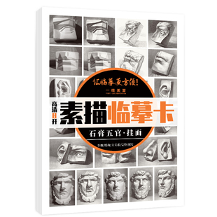 8开素描临摹卡素描石膏五官 素描石膏五官素描临摹卡创意结构素描作品儿童素描画册临摹本基础美术书籍国美高考教程素描书入门教材