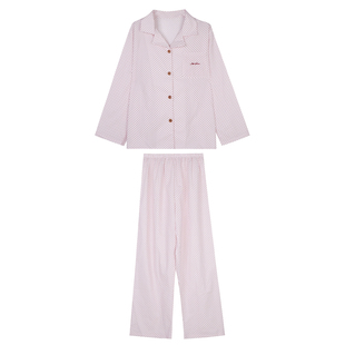 馨帮帮Homedress 波点开衫睡衣裤套装女早秋可外穿长袖长裤家居服