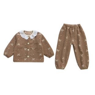 女童睡衣珊瑚绒秋冬季套装小女孩冬款加厚保暖公主风法兰绒家居服