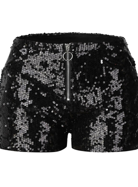 Women's high waisted tight sequined shorts  女士高腰亮片短裤