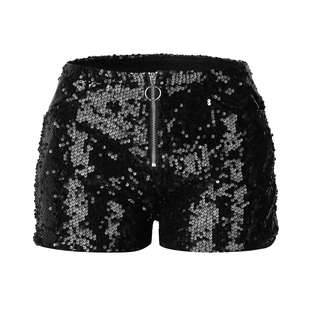 Women's high waisted tight sequined shorts 女士高腰亮片短裤