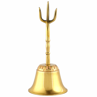 黄铜三清铃道家用品行仪三叉铃仿古手摇铃铛纯铜法器帝钟清脆法钟