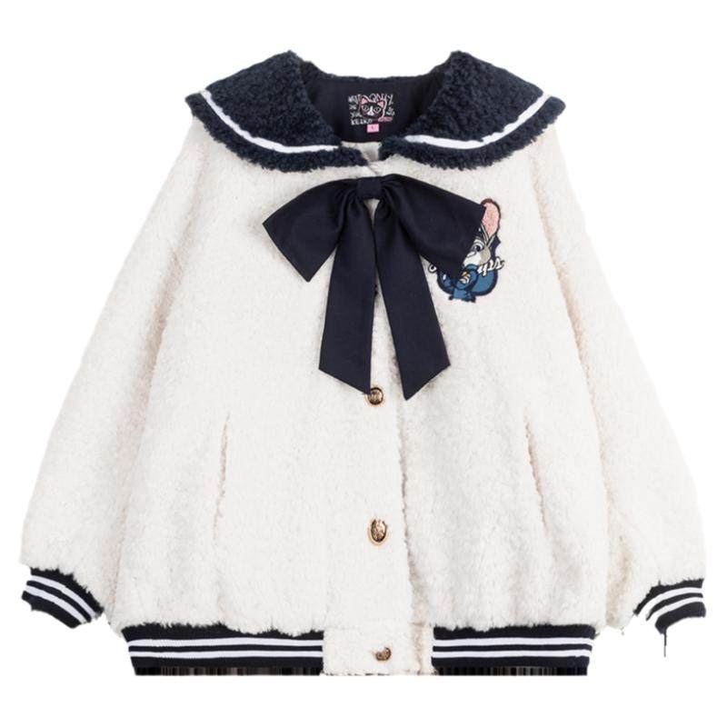 凯莉欧甜系海军领羊羔毛绒棉服