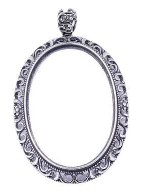 男女款S925纯银DIY镶嵌吊坠空托