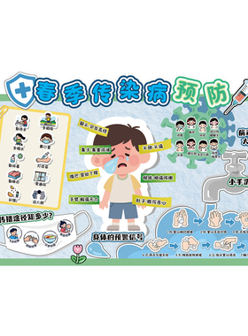 幼儿园春季传染病预防环创墙贴画