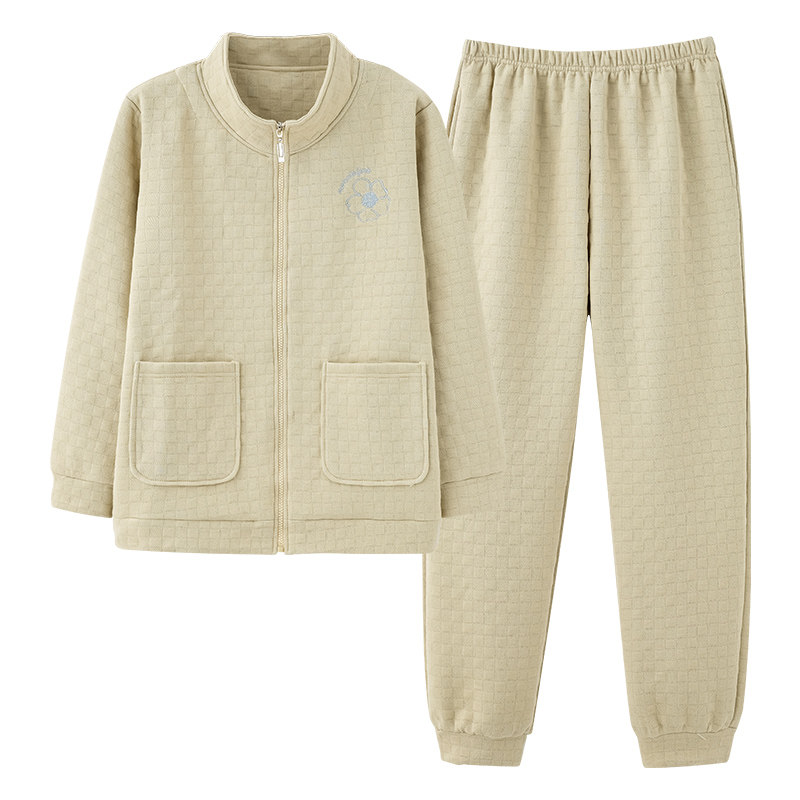 睡衣女士纯棉夹层运动家居服套装