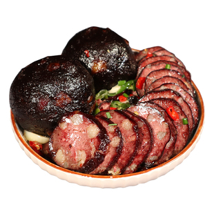 柴火猪血丸子湖南邵阳特产农家自制烟熏血粑圆子卤豆腐卤香干卤菜