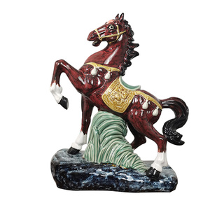 美陶《志在千里马》石湾公仔 办公室陶瓷生肖创意开业工桌面艺品