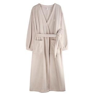 轩靓【抗静电】法兰绒睡袍女冬季加绒加厚保暖睡衣大码珊瑚绒浴袍