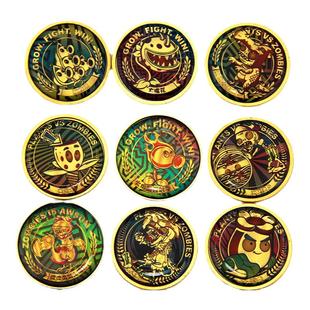 植物大战僵尸2金属徽章纪念币钥匙扣滴塑勋章10周年大龙家族正版