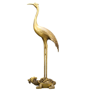 黄铜龟鹤延年摆件送老人长辈礼品客厅玄关中式摆件桌面落地工艺品