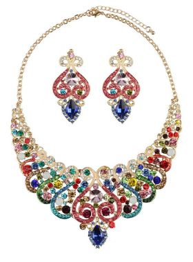 彩色宝石礼服晚宴新娘女装饰项链