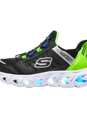 斯凯奇新款男童一脚蹬时尚闪灯鞋